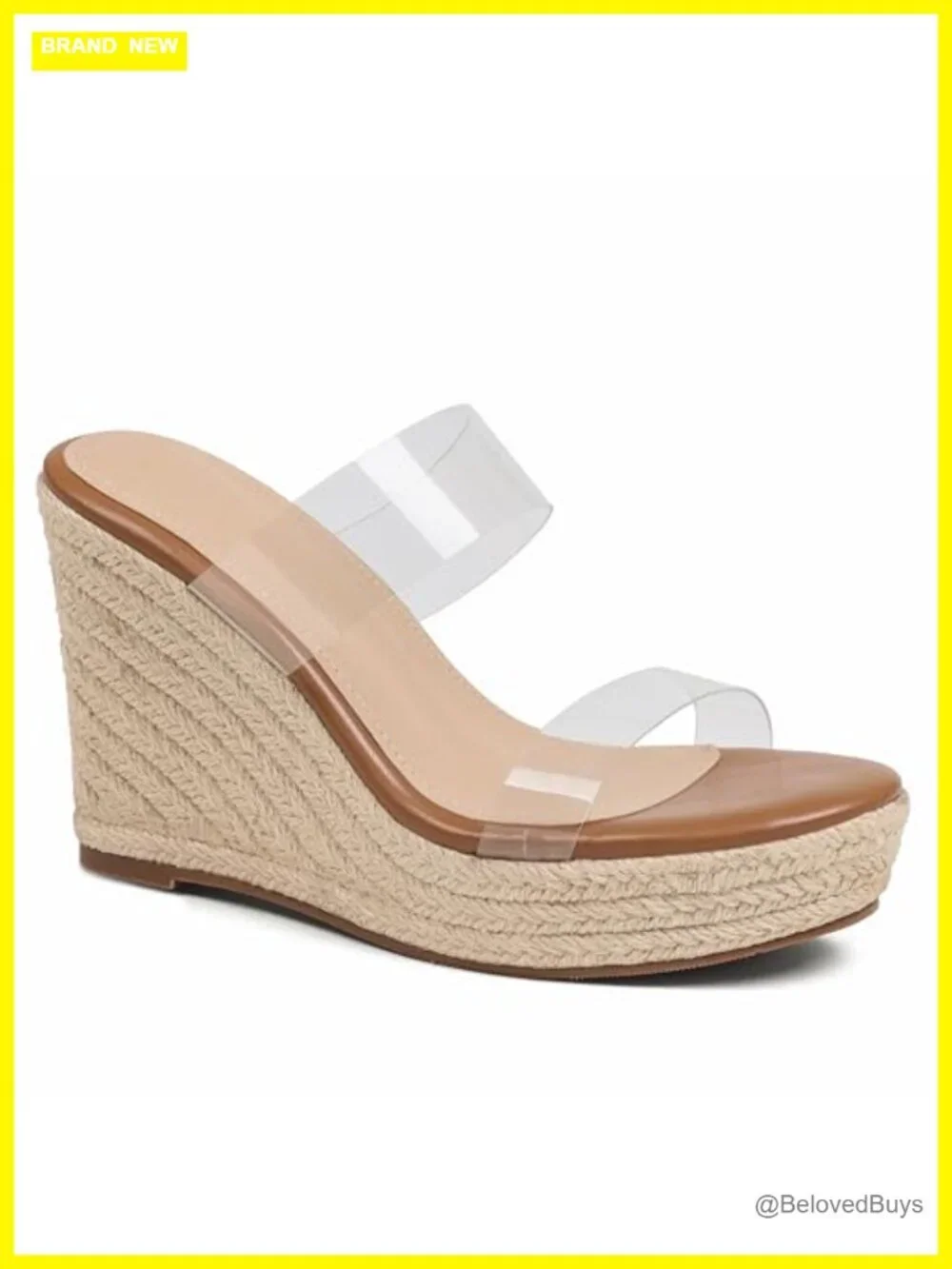 Slip-On Espadrille Wedge Sandals - Open Toe Platform Slides for Summer Beach - Picture 1 of 6